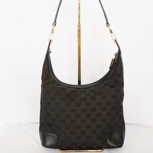 Gucci Black Canvas Monogram Shoulder Bag